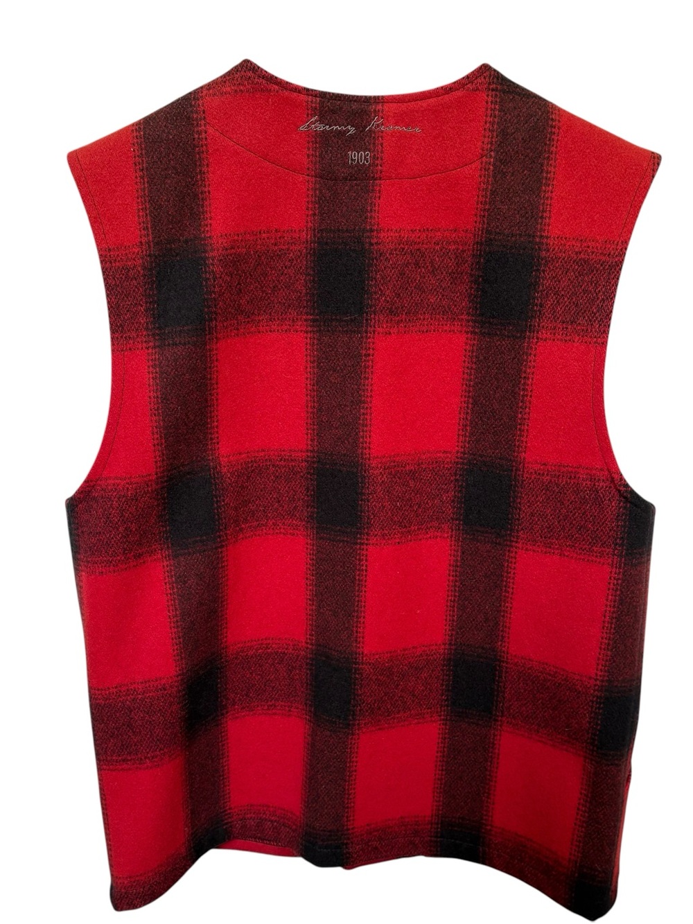 Men’s Red & Black Stormy Kromer Buffalo Plaid Wool Vest - Picture 3 of 7
